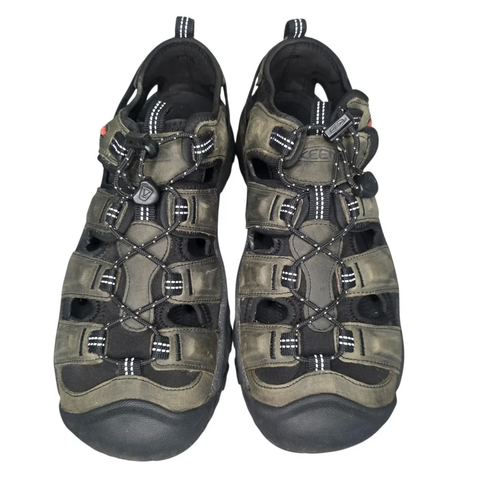 KEEN Targhee III Mens 9.5 Olive Green Waterproof Leather Hiking Sandals